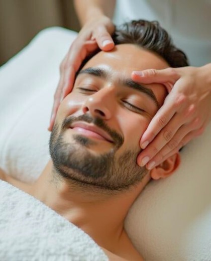 client getting a facial massage in carol stream