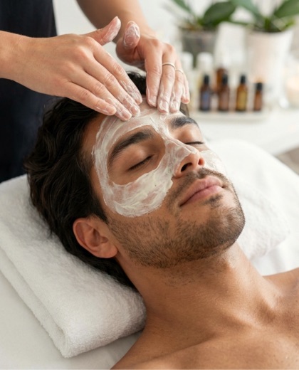 man getting a facial in carol stream